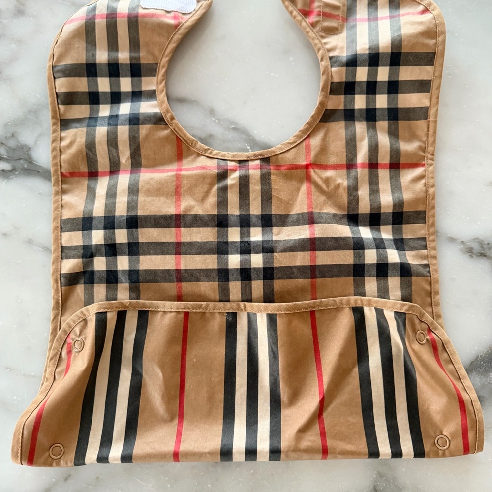 Burberry Unisex Wesley Check Coated Cotton Bib - Baby